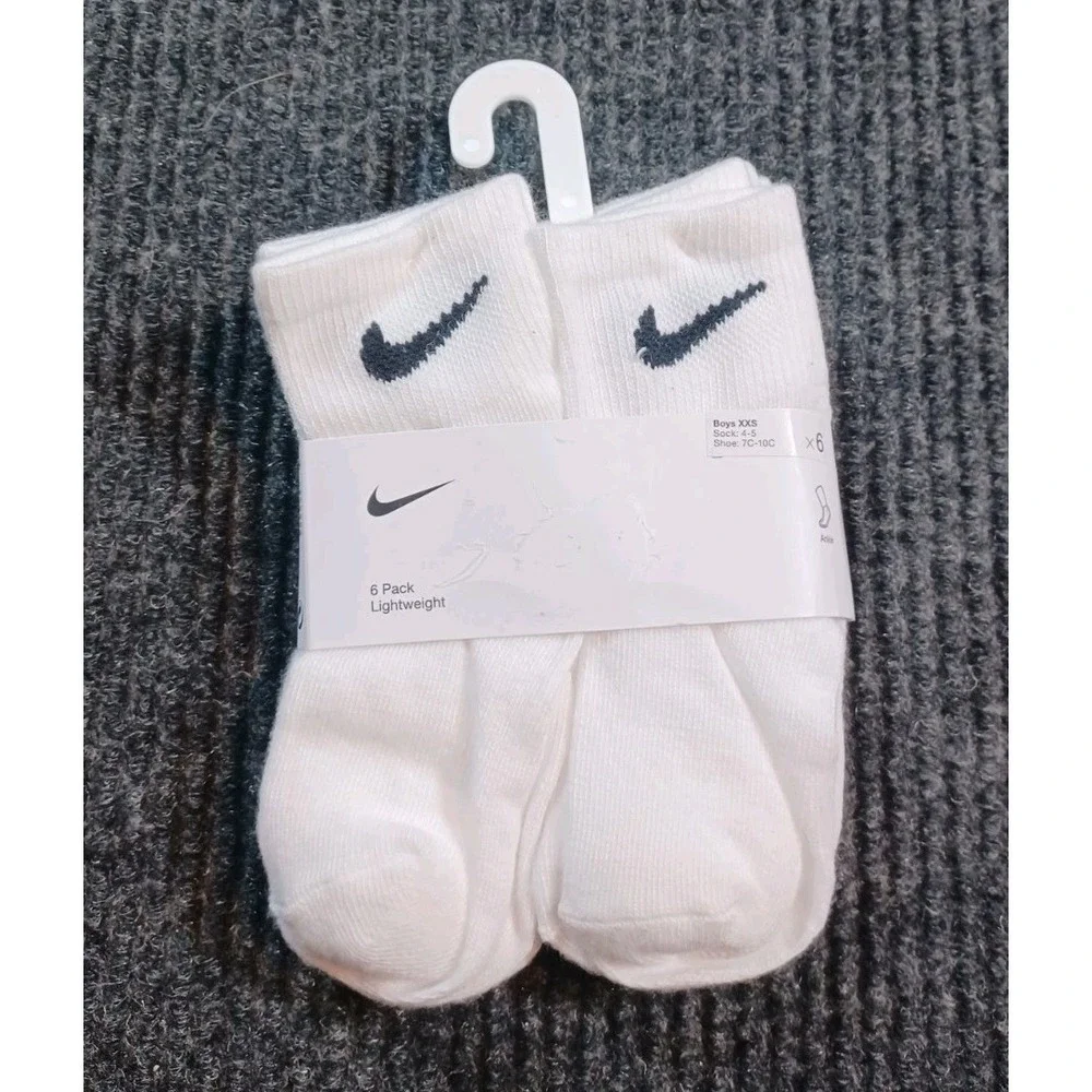 Nike Dri-FIT Kids Cushioned‎ Ankle Socks 6-Pack White - Boys XXS (7C-10C)
